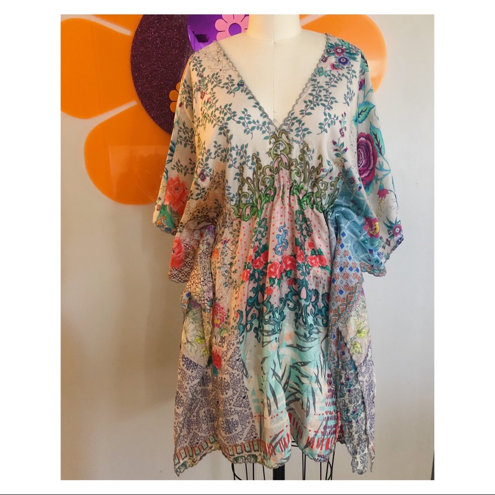 Johnny Was Chinese Silk Draw String Tunic - L